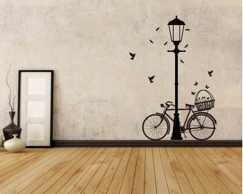 Street Lamp Bicycle Vinyl Decals Modern Wall Art Sticker
